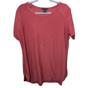 Adrianna Papell Women's Shirt Red Sand Short Sleeve Size L